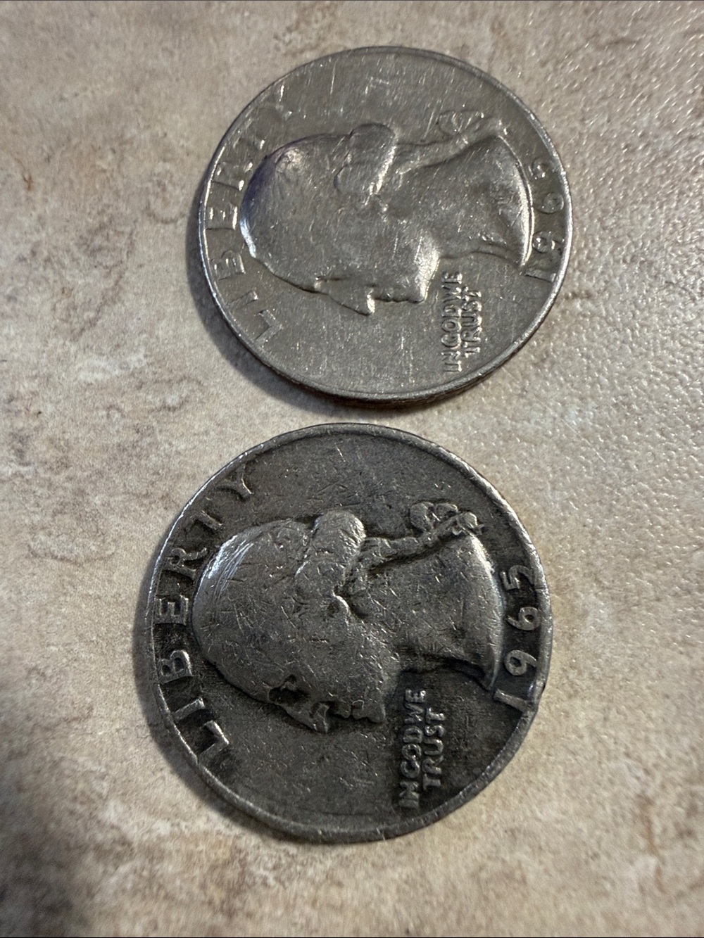 Two 1965 Quarters no mint.